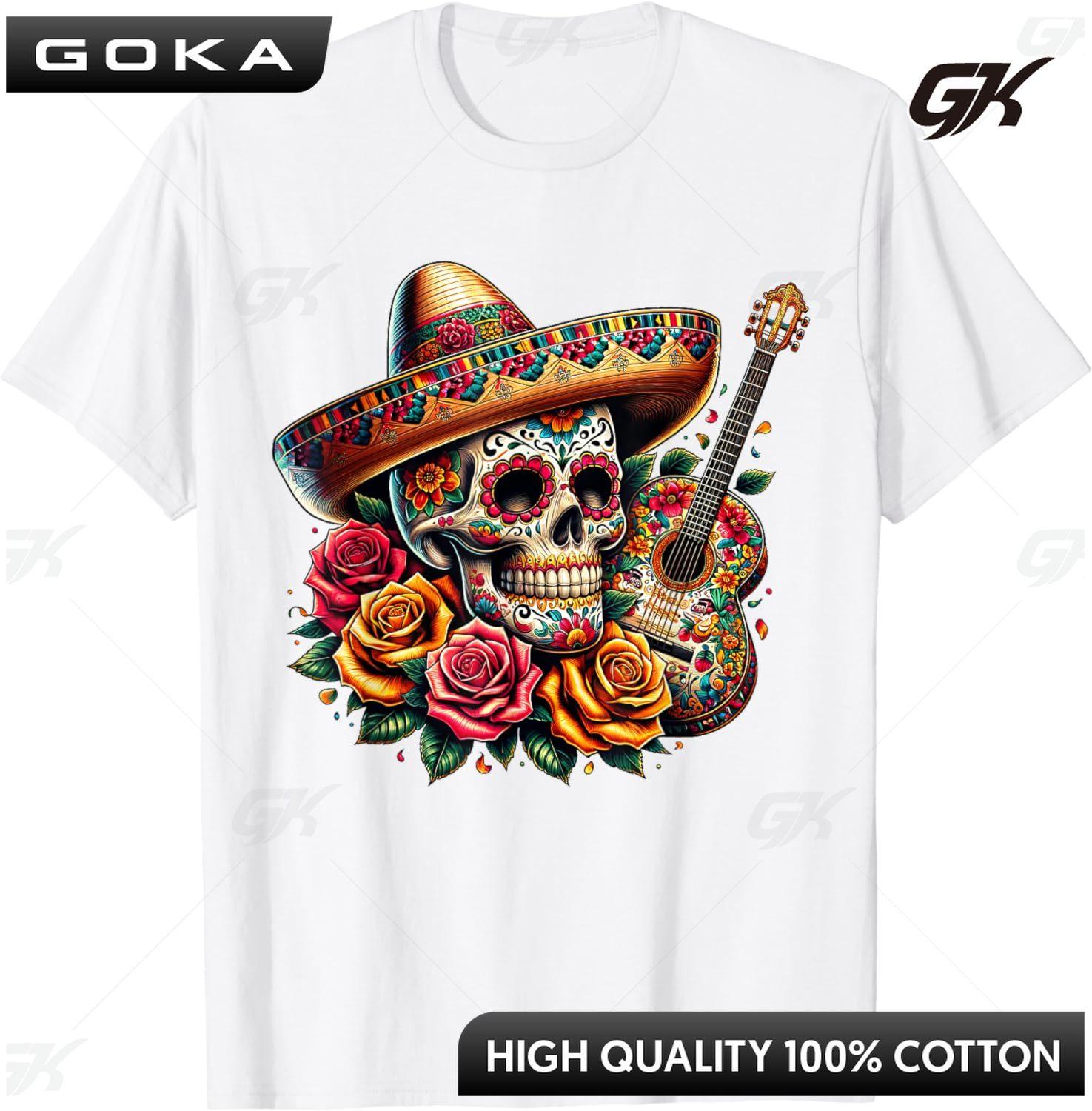 Cinco De Mayo Skull Sombrero Fiesta Mexican Skull Men Women TShirt Hip Hop Graphic T Shirts Tops Casuales S