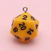 20-Sided Colored Transparent Acrylic Dice Pendant Keychain for DIY Jewelry