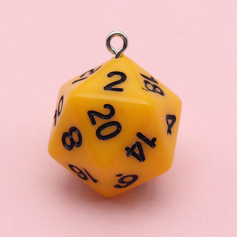 20-Sided Colored Transparent Acrylic Dice Pendant Keychain for DIY Jewelry