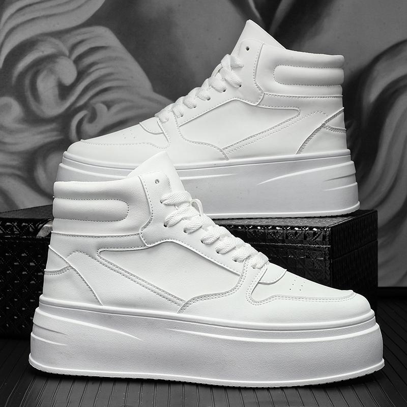 Autumn Men Casual Sneakers Platform Ankle Boots High-top Thick Bottom Sneakers Male Outdoor Basketball Shoes Sport Trainers for Daily Use