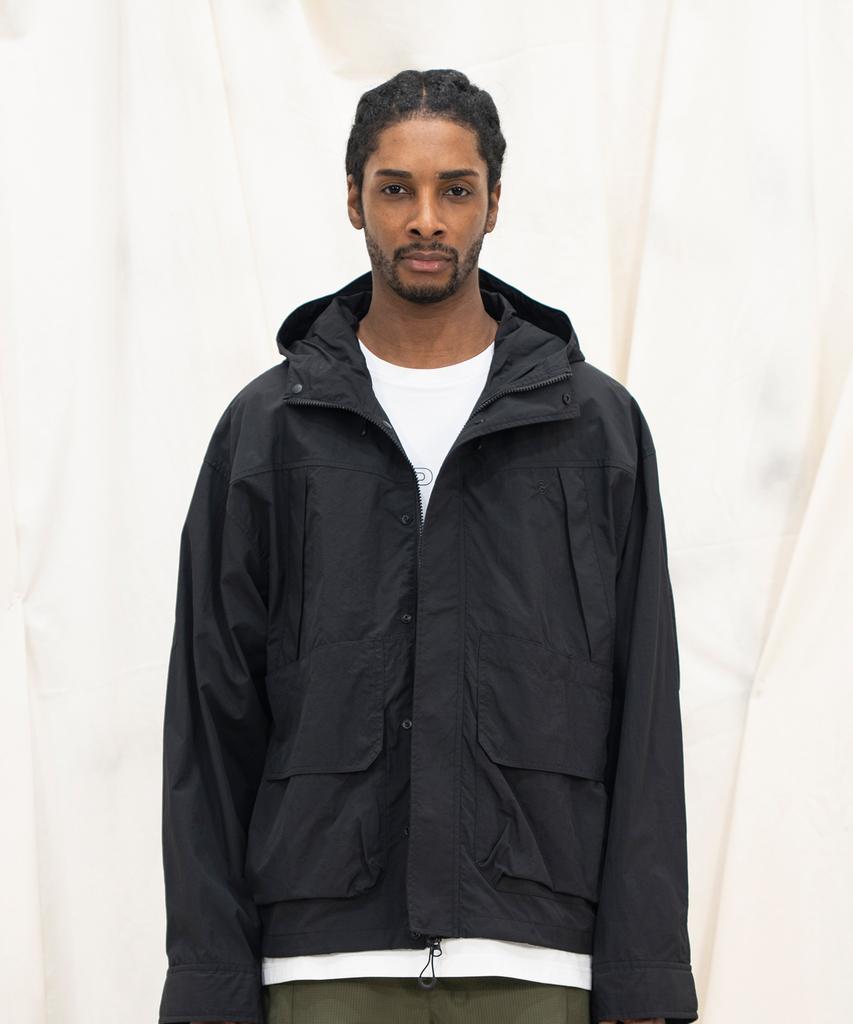 Kalapatthar Lightweight Nylon Ripstop Out Pocket Hooded Shell Jacket - Black