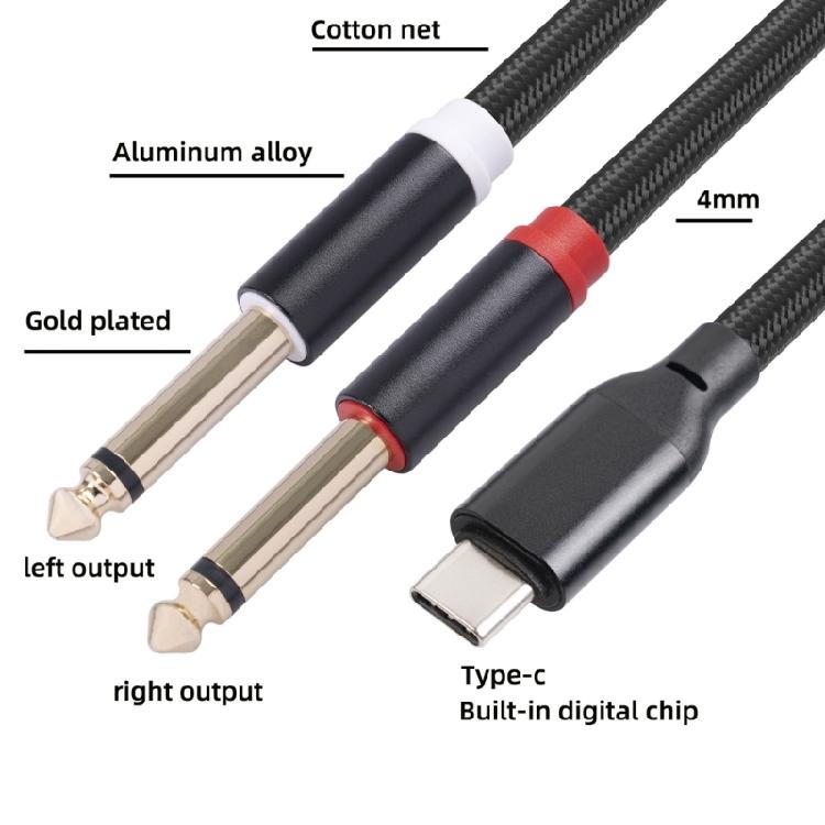 USB C to 6.35mm TRS Cable Type C to Double 6.35mm Cord Widely Compatibility