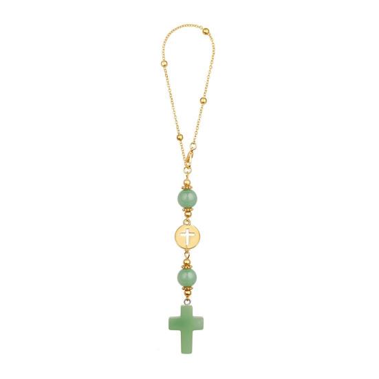 

Car Rearview Mirror Pendant Adjustable Religious Beaded Pendant Stone Bead Bag Charm Christian Gift for Family