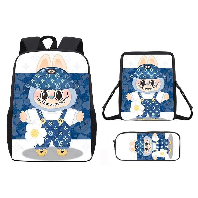 Christmas Backpack Cartoon Shoulder Bag Pencil Case Three Piece Set