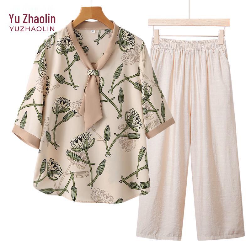 

YUZHAOLIN Women s Floral Seven-Sleeve Gauze Top 4XL
