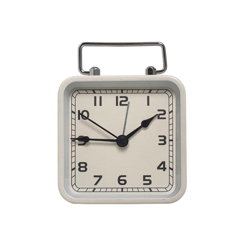 Square Table Analog Clock, Battery Operated Square Hanging Clock With Night Light, Silent Non