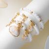Fashion Polymer Clay Beaded Stretch Bracelets Set for Women Starfish Shell Pendant Stackable Bracelets Summer Beach Jewelry
