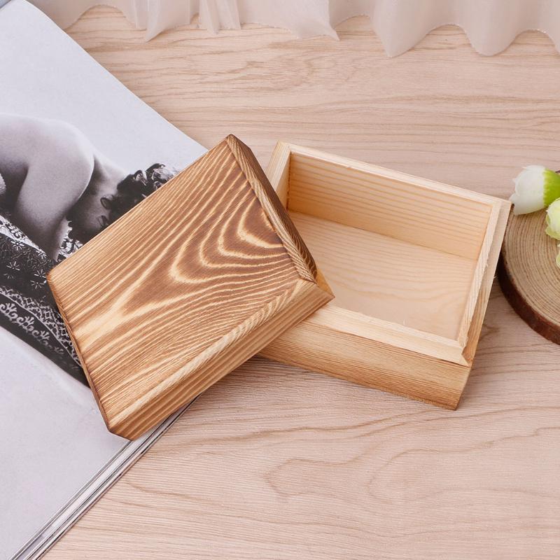 Handmade Wooden Box With Lid Storage Case Crafts Sundries Organizer 2 Sizes B03E
