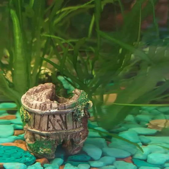 Aquarium Resin Craft Barrel Shrimp Hiding Landscaping Fish Tank Ornament Decor
