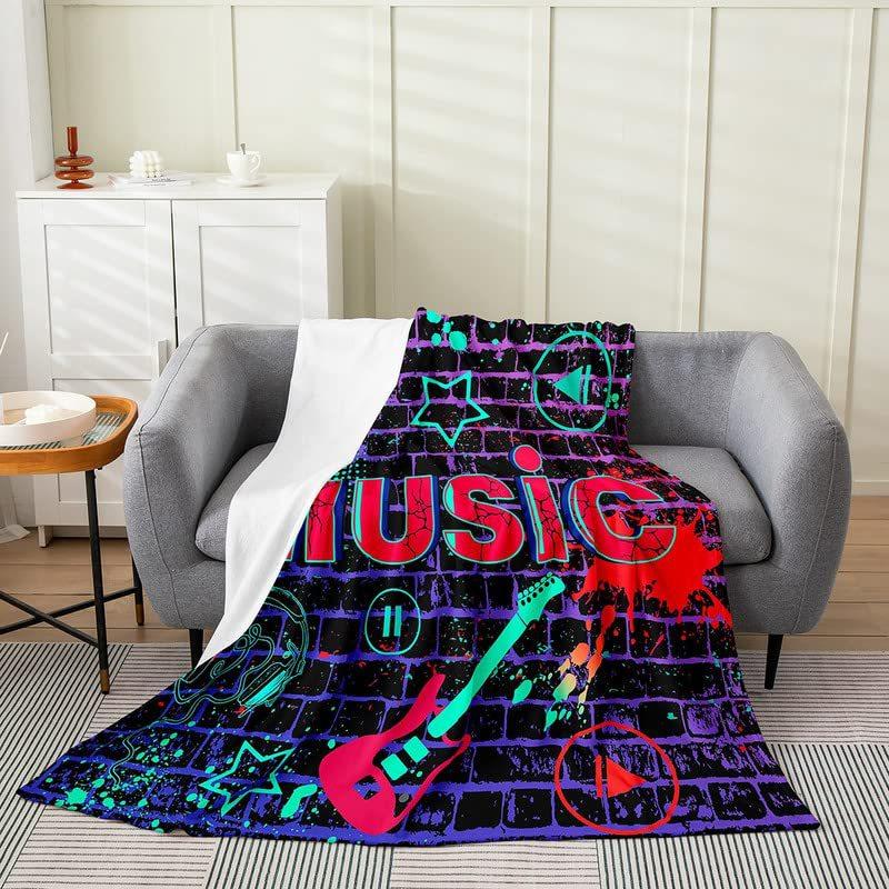 Rock Music Blanket Electric Guitar Punk Style Air Conditioning Blanket Office Nap Blanket Flannel Blanket