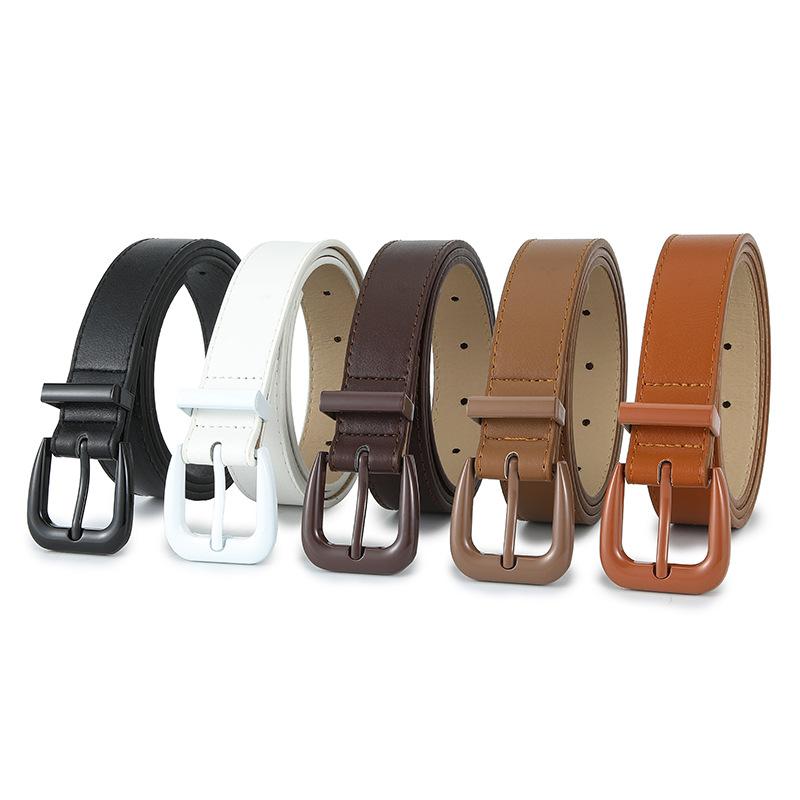 Macaron Plain Bag Pin Buckle Belt Women'S High-End Dress Decorative Pu Belt