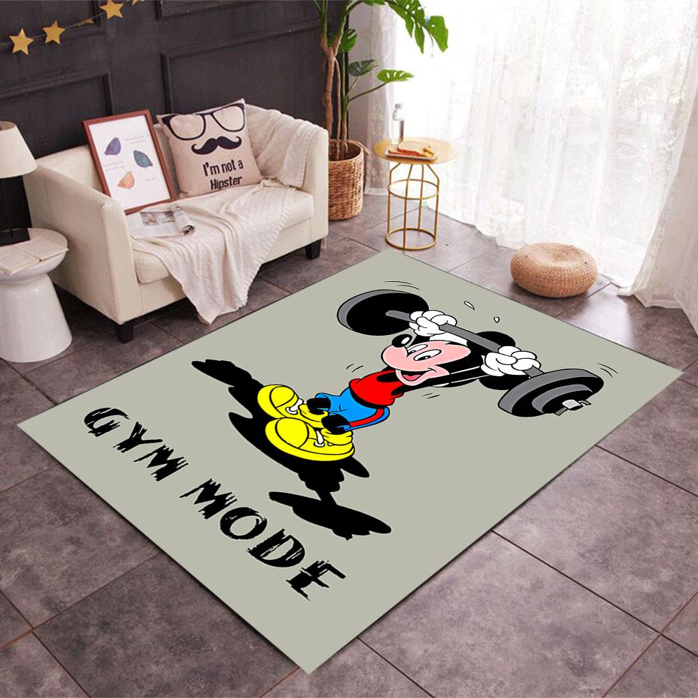 Mickey Mouse Castle Fantasy Disney Cartoon Theme Anti-Slip Rug - Polyester, Home Decor, Suitable for Bedrooms, Living Rooms, Doorways, and Studios