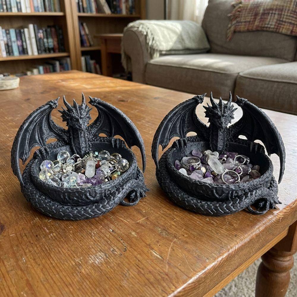 Dark Style Dragon Shaped Jewelry Tray Unique Dragon Trinket Bowl Room Decor