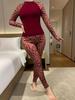 Leopard Print Women's Autumn/Winter Long Sleeve & Pants Home Wear Set