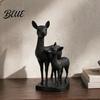 Warm Home Decoration Mom And Child Deer Statue, 3D Printed Deers Ornament, Modern Soft Family Vibe Ornament Black Figurine, Tabletop for Office Living