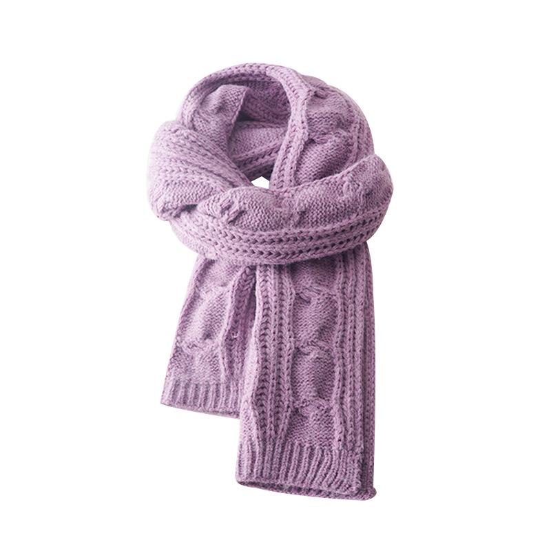Solid color scarf women's winter new trend versatile shawl knitted thickened warm cute scarf