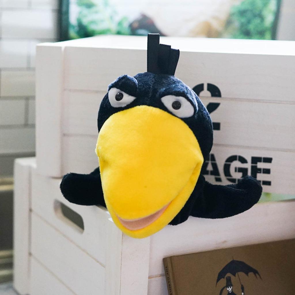 Crow Puppet Plush Toy for Puppet Shows and Ventriloquism [Bonus Included]