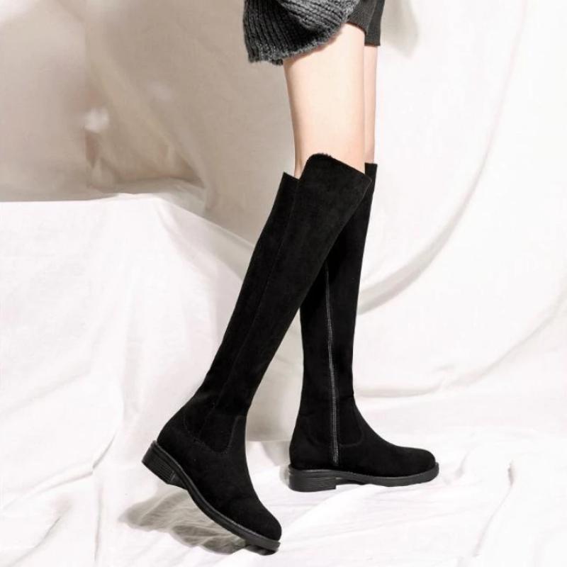 Fashion Middle Heel Long Boots for Women Winter 2024 Autumn Gyaru Goth Demi-season Quality New Work Footwear Knee High Shaft Shoes Woman