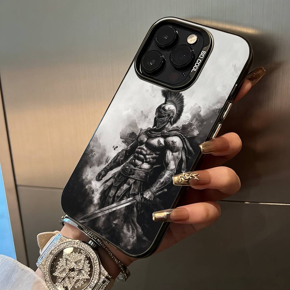 Cool S-Spartan Phone Case For iPhone 17,16,15,14,13,12,11 Plus Pro Max Colored Silver Phone Case