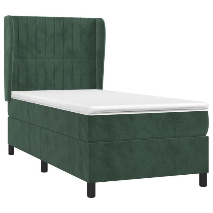 3129300 vidaXL Divan Bed and Mattress Dark Green 80x200 Cm Velvet