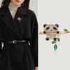 Exquisite Elegant Cute Bamboo Leaf Panda Brooch Stylish Mini Animal Lapel Pins Sweater Hat Badges Clothing Accessories Gifts