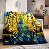 1pc Peacock StainedGlass Lightweight Flannel Blanket, Comfortable and Warm Blanket, for Office and Camping Sofa Bed, Livingroom082