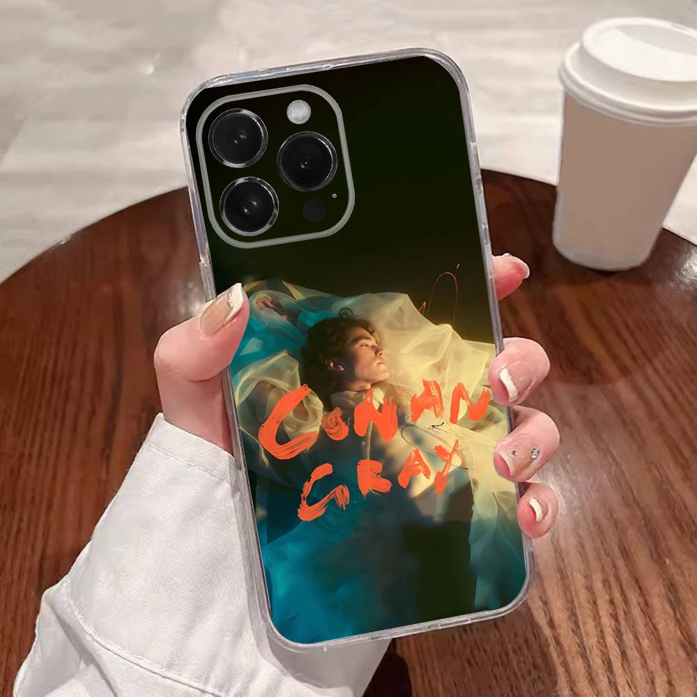 C-Conan Gray Wishbone Transport Phone Case For iPhone 17,16,15,14,13,12,11,Pro,XS,Max,XR,Plus,E,SE4,Mini Shockproof Soft Cover