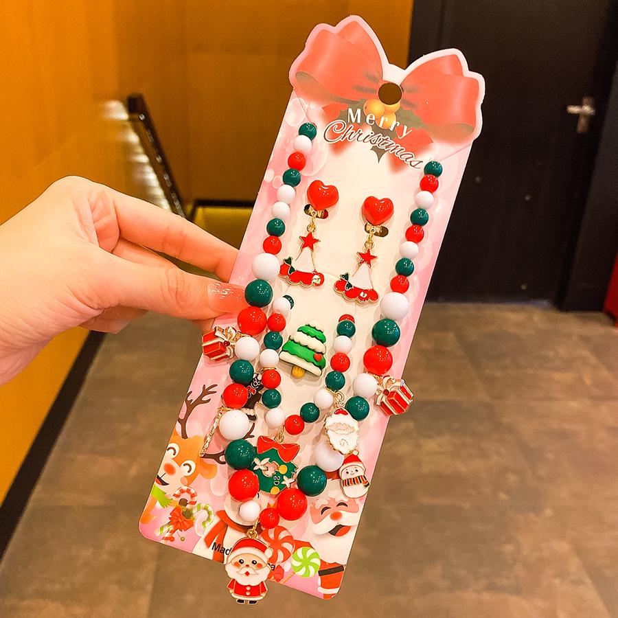 Children's Holiday Jewelry Set: Reindeer Bracelet, Ear Clip, & Ring - Perfect Christmas Gift