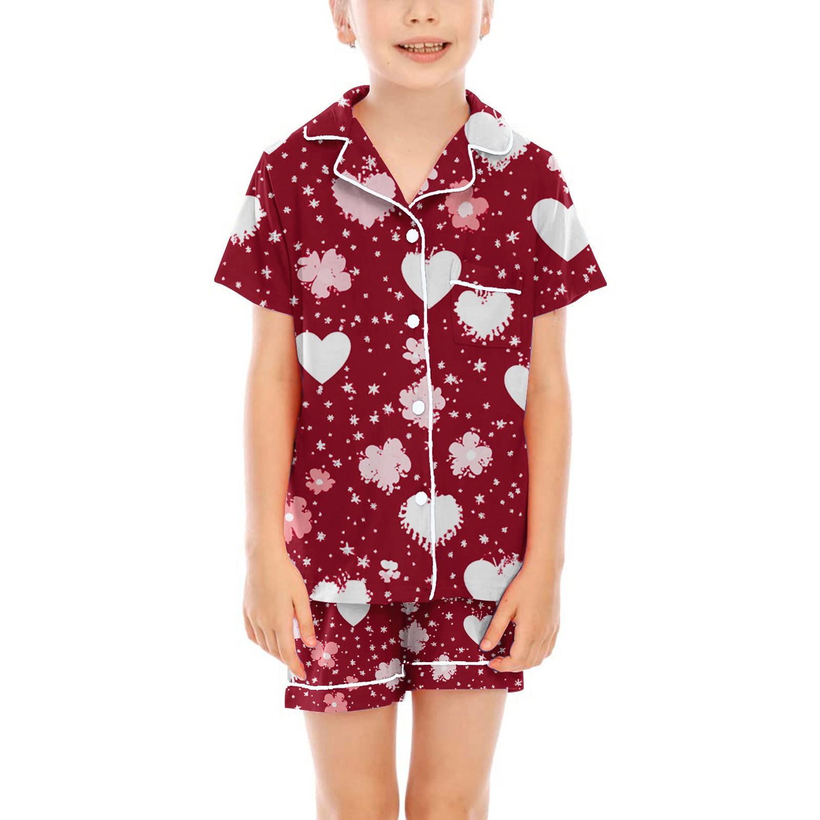 

Детские пижамы, модная рубашка из двух предметов, комплект с шортами, мягкий праздничный комплект повседневной одежды 150 красный