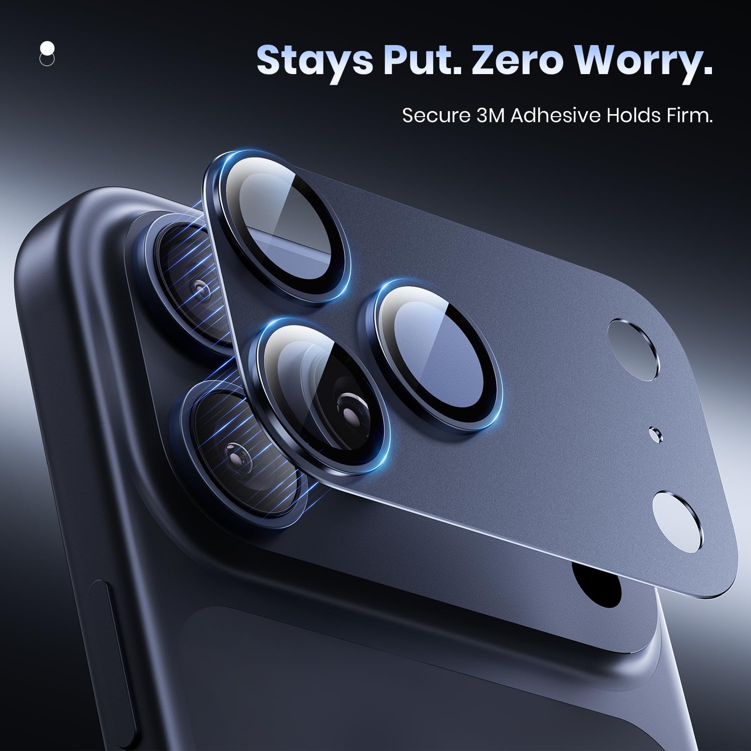 For iPhone 17 Pro Camera Lens Protector Metal Aluminum Alloy Tempered Glass Camera Screen Protector,Deep Blue Titanium Tempered glass