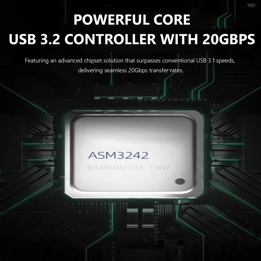 M2 PCIE NVME To TYPE E Expansion Card Riser 20Gbps High Speed M2 M Key PCIe To USB3.2 Front Panel Expansion Card for PC