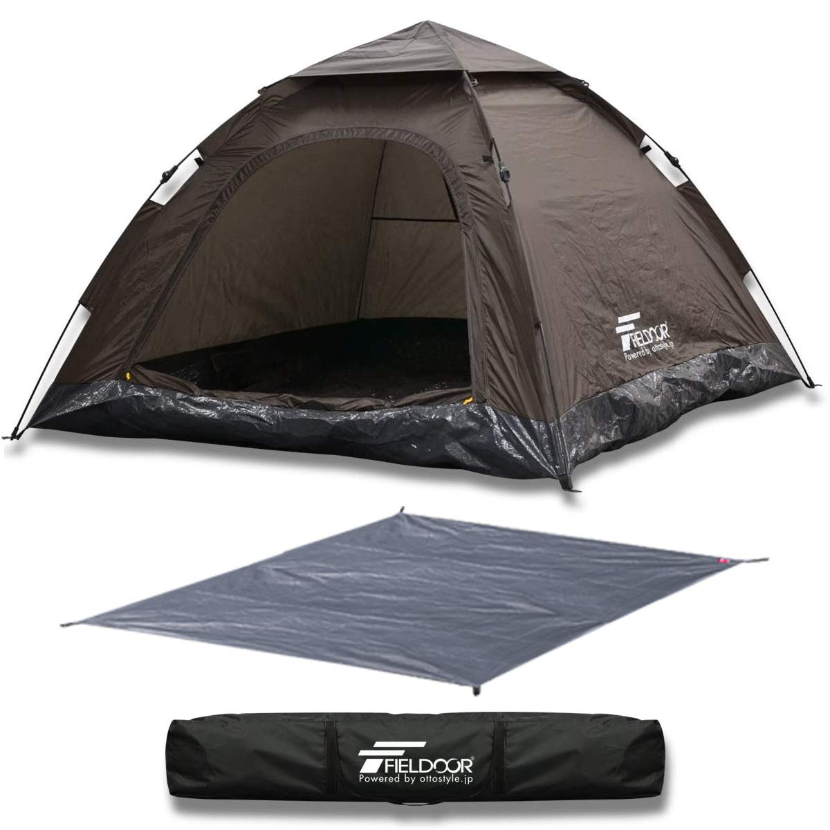 

Палатка FIELDOOR One Touch Tent 200 квадратного типа для 4 человек Ширина 200 см x Глубина 200 см x Высота 120 см [Темно-коричневый] (Простая настройка — просто потяните за веревочку) &