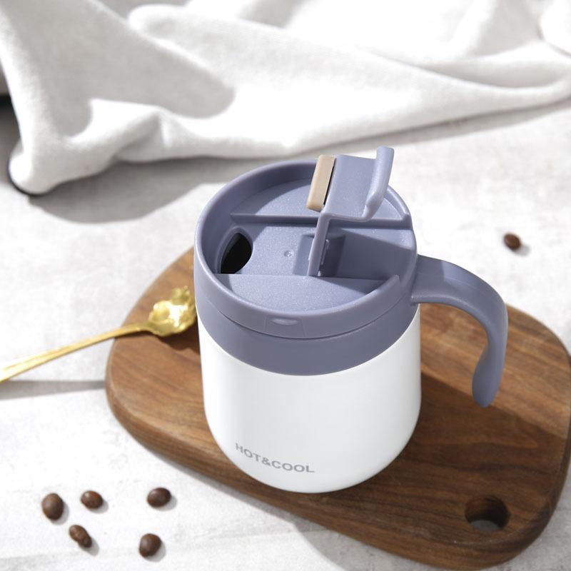 Stainless Steel Vacuum Tumbler 350/500ml, Double-Wall Insulated Mug with Handle for Coffee/Tea, Office Travel, Leak-Proof & Ergo