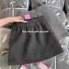 Gray Wool A-line High Waist Short Skirt for Women - 2025 Autumn/Winter Collection