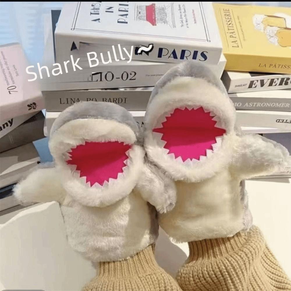 Pink Grey Plush Shark Hand Puppet Storytelling Cartoon Shark Hand Finger Story Puppet Imaginative Play Early Education