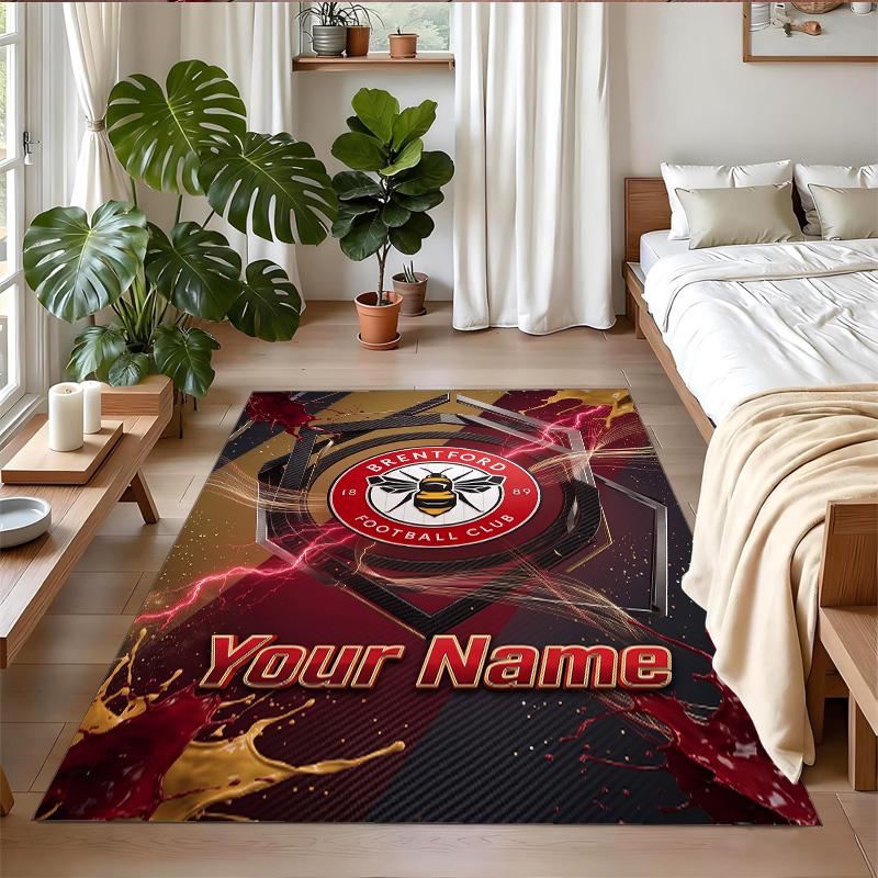 Crystal Velvet Rug Custom Name Text, Soft Non Slip Floor Mat Home DecorBrentford Football