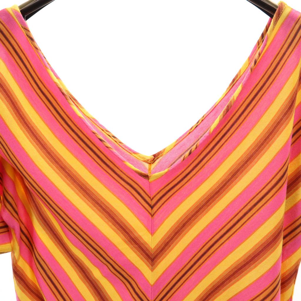 Celine Made In Italy Overall Handle Short Sleeve V Neck Cut L Pink Women Used