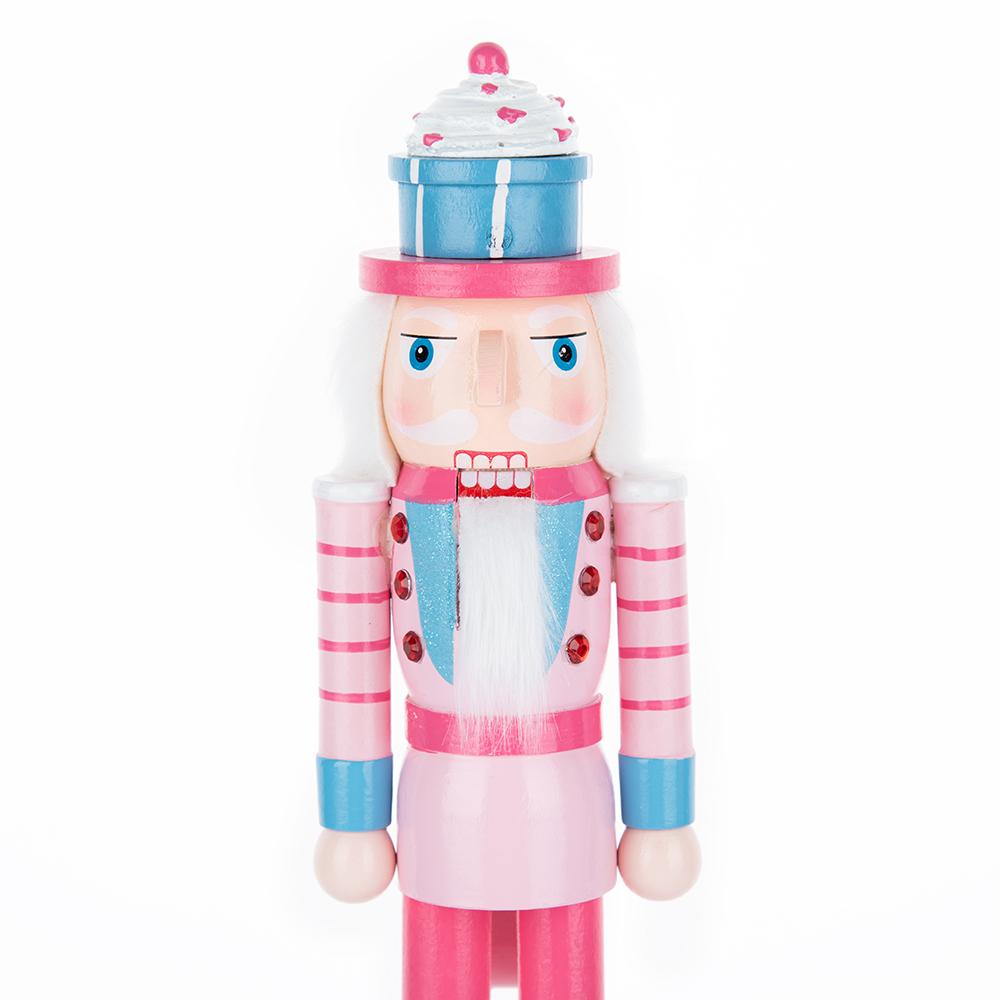 Pink Candy Style Wooden Nutcracker Ornament