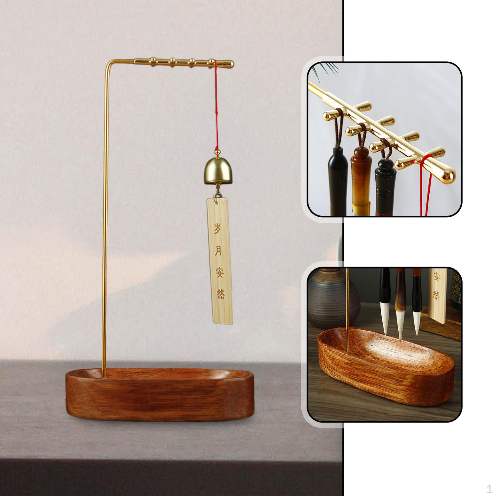 

Brush Holder Pen Hanger Decor Painting Wood Multipurpose,Wind Chime Stand,Wind Rack,for золотий