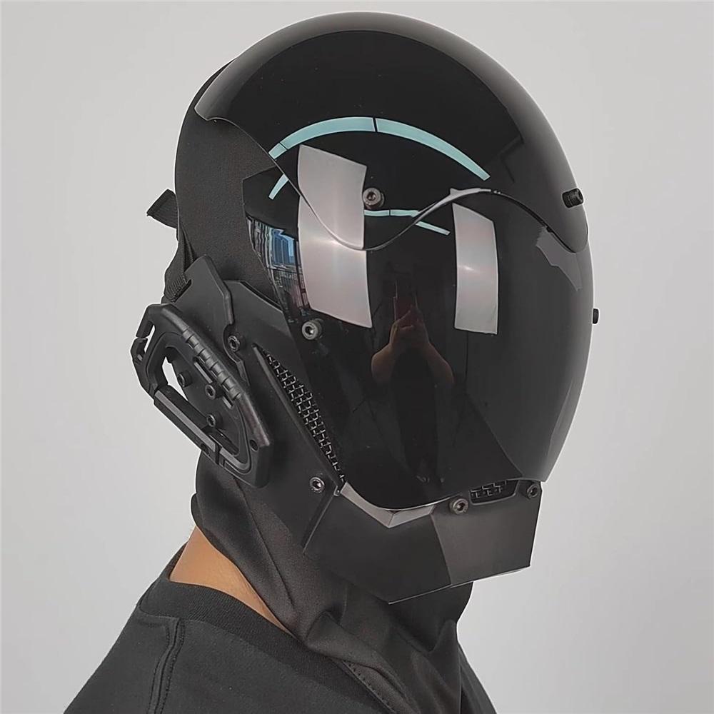 Kybergotický Punkový Helmový Maska pro Muže Motocyklová Futuristická Techwear Maska Cosplay Halloween Party Hudební Doplňky