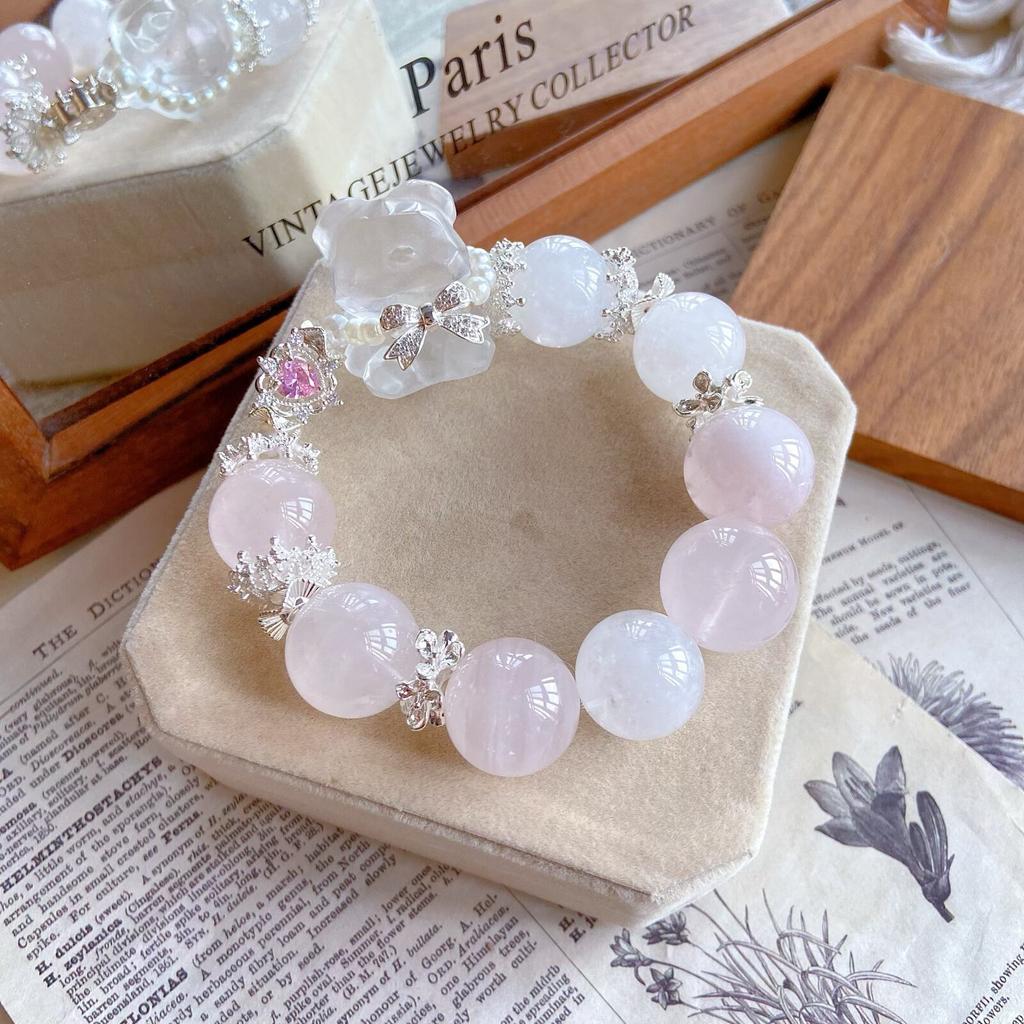 Natural Pink Crystal White Ghost 17mm Big Mi Mixed Crystal Bracelet Designer Style DIY Beads Bracelet