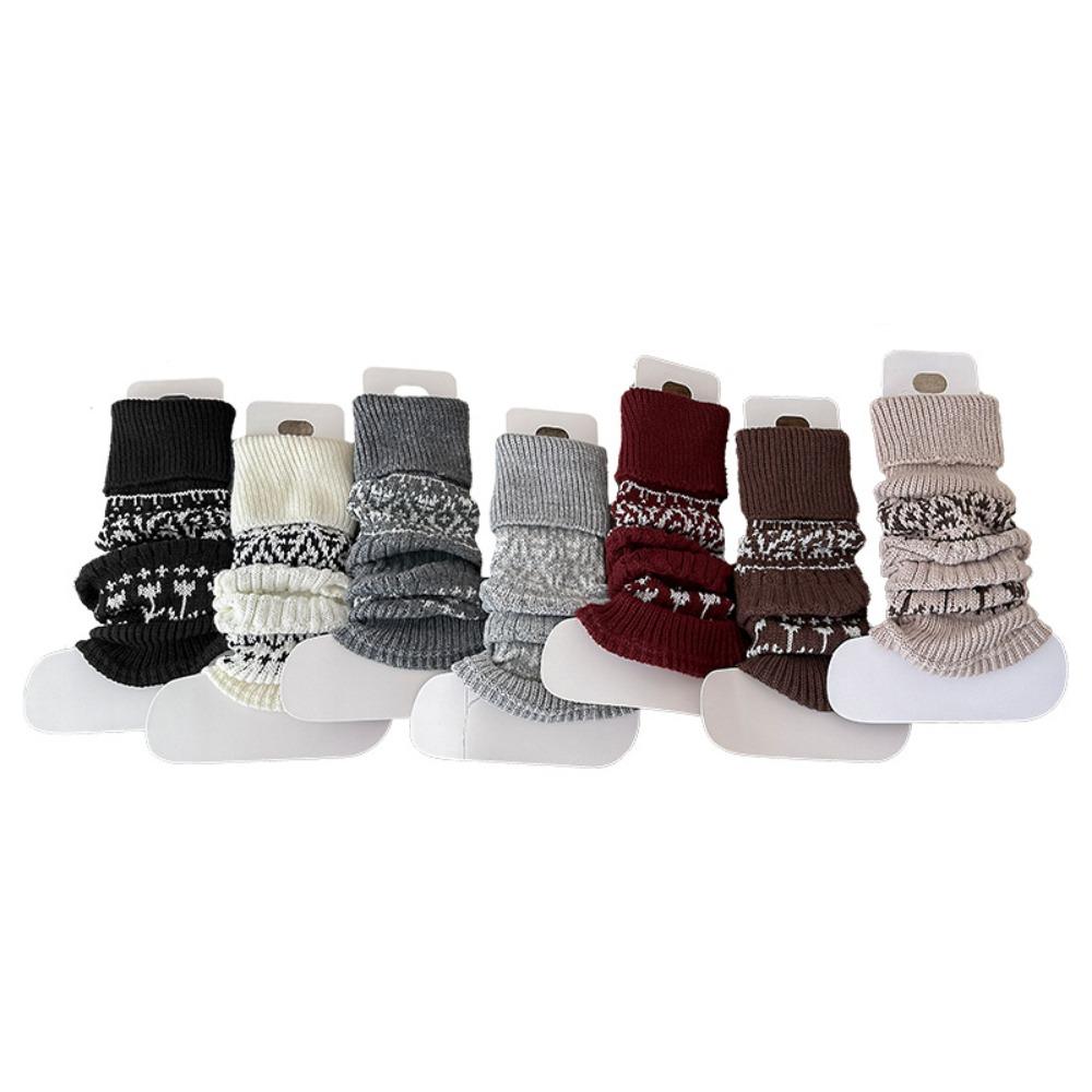 Fair Isle Style Calf Socks Cashmere Blend Leg Cuffs Slouch Leg Warmers Autumn Winter Wear