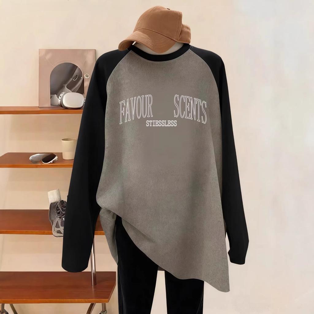 Cuffless Fleece Pullover Women's Fall New Style Large Size Slimming and Loose Inner Layer Top