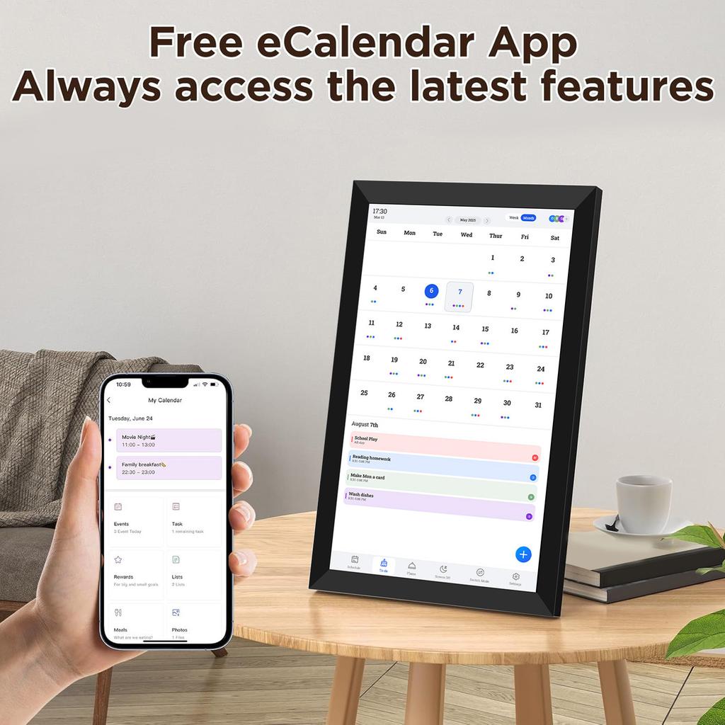 10,1 Zoll Smart Digitaler Kalender und Planer HD Touchscreen Smart Kalender mit Aufgabenliste Essensplänen Digitaler Planer für Familie