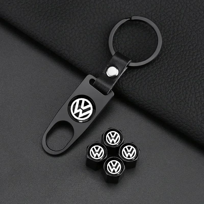 Metal Leather Car Keychain Key Ring Badge Accessories For Volkswagen Golf-5 6 7 MK6 Jetta Lavida Polo Tiguan Passat B5 B6 B7