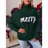 Autumn Winter High Collar Letter Patchwork Sweater Women Loose Casual Christmas Bottomed Knitting Pullover Top