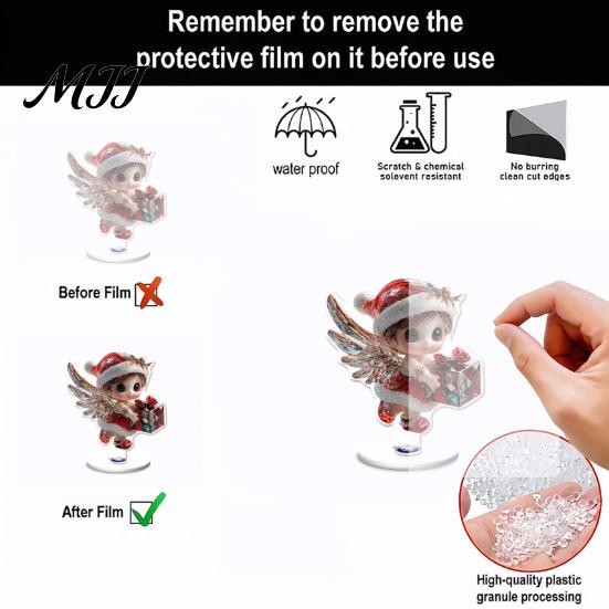 Christmas Desk Accessories Xmas Acrylic Ornament, 2D Flat Tree Gingerbread Man Ornament with Decorative for Holiday Rotatable Base, Table Centerpiece