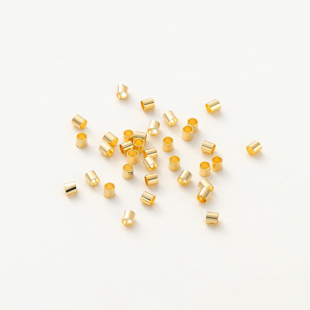 100 Stück/Los 14K 18K Goldfarbe Beschichtete Zylindrische Röhren-Abstandshalter Perlen Armband Halskette Stopperperlen Für DIY Schmuckherstellung