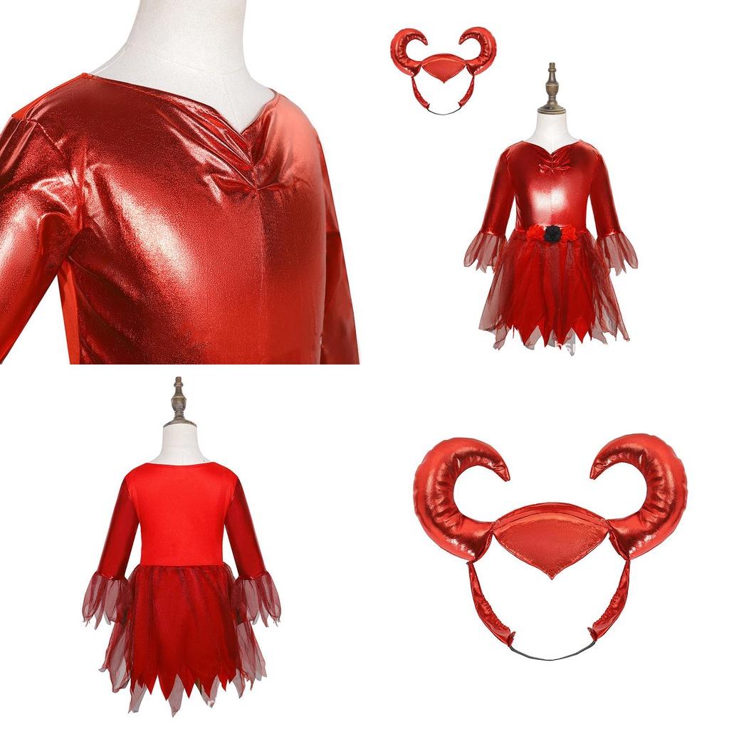 Halloween Red Bull Dämonenkostüm für Mädchen Weicher Polyesterstoff Europäischer und amerikanischer Stil Ideal für Cosplay und Kostümpartys