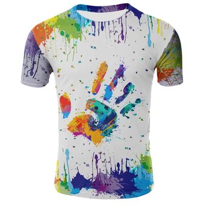 Funny Handprint Printed Kids Adult T-shirt Summer Women's and Men's Casual Outdoor Girl and Boy Short Sleeve Tees Top Pullover